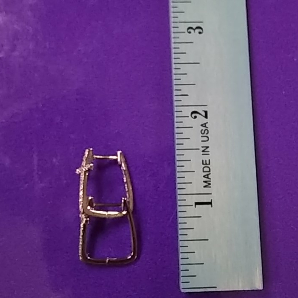 Cross Cz Solid Silver Earrings - image 3